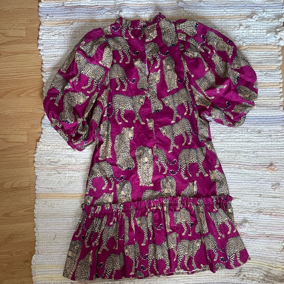EUC Tyler Boe Pink Sammy Cheetah with Ruffled Sleeves Mini Dress Size Medium - Picture 8 of 9